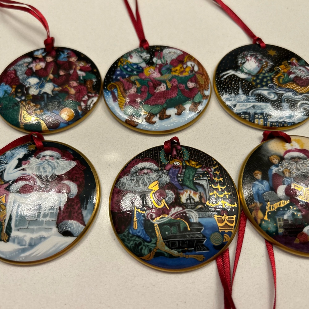 Festive set of Bing & Grondahl Santa class collection ornaments